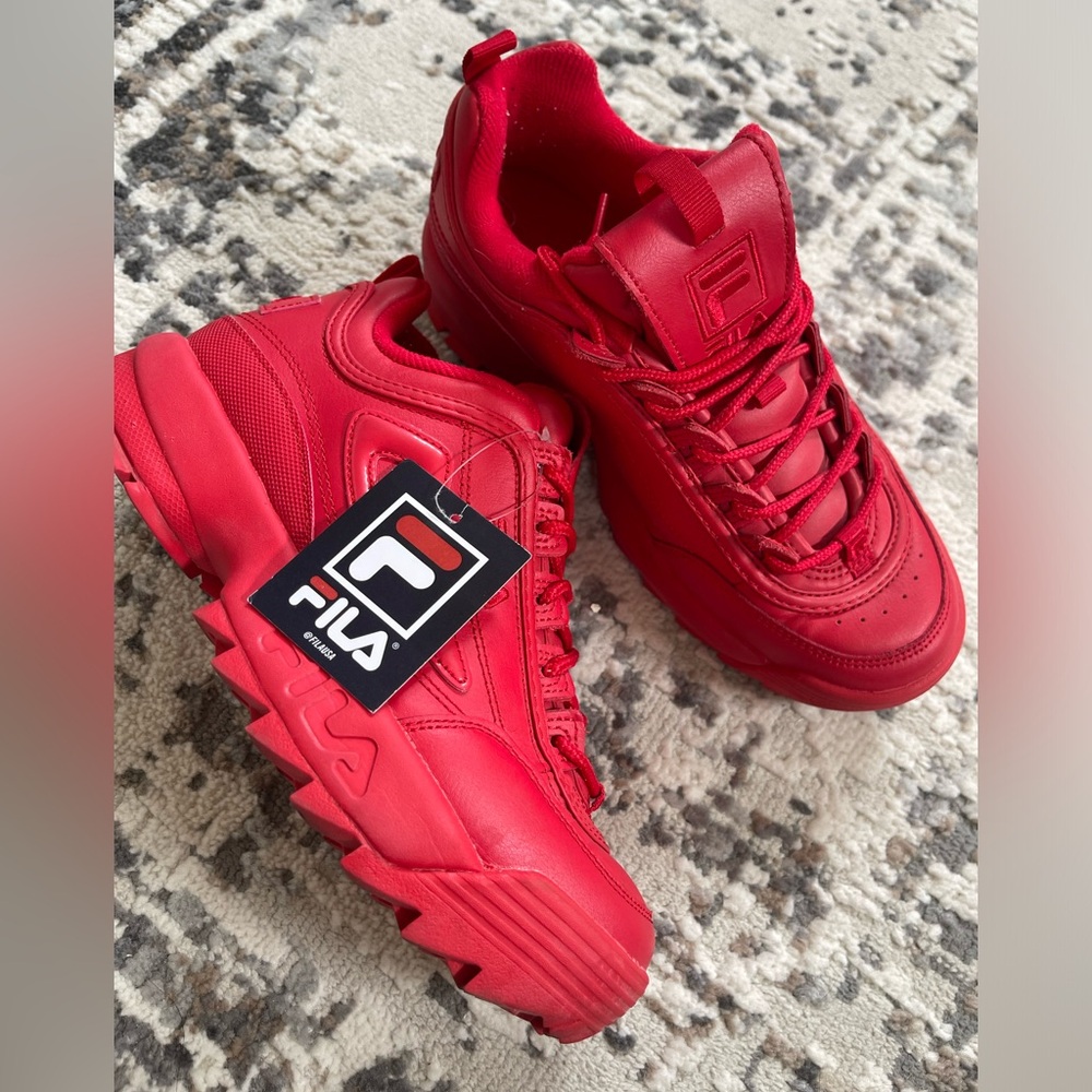 Fila Red Chunky Sneakers Modern Design